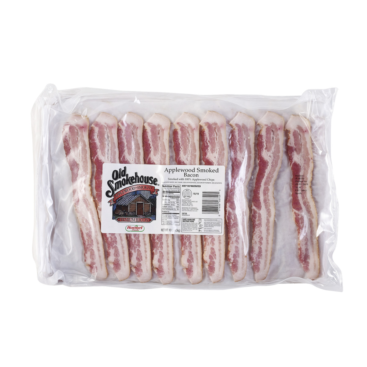 HORMEL™ OLD SMOKEHOUSE™ Applewood Bacon, 18/22 slices per pound, 2/10 lb case